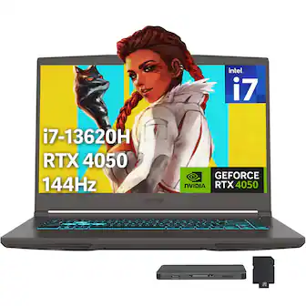 MSI - Upgraded - Thin 15.6" 144Hz Gaming Laptop,Intel Core i7-13620H,GeForce RTX 4050,32GB DDR4,1TB SSD,Backlit Keyboard,Win 11 - Gray