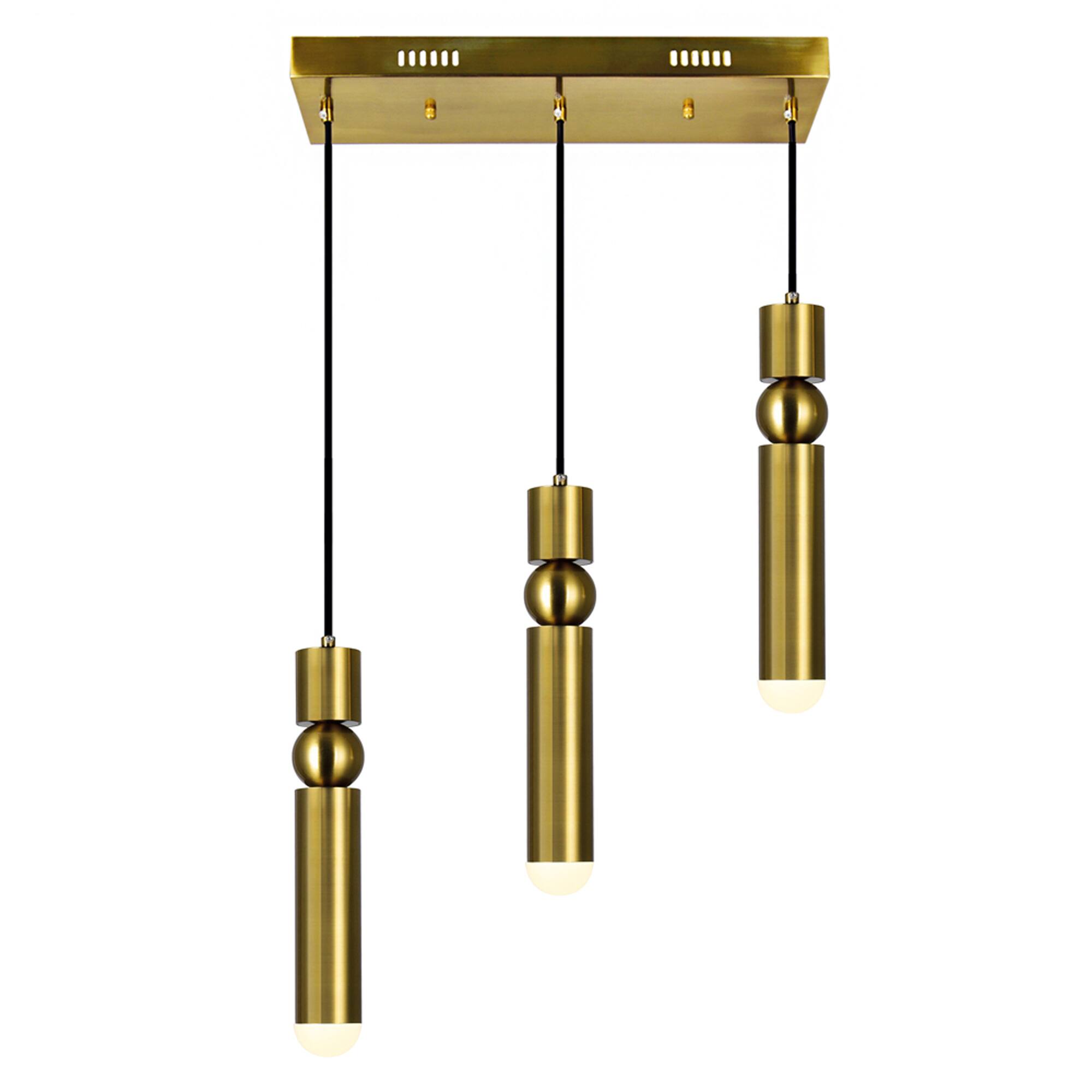 Angle. CWI Lighting - Chime LED Island/Pool Table Chandelier With Brass Finish - Brass.