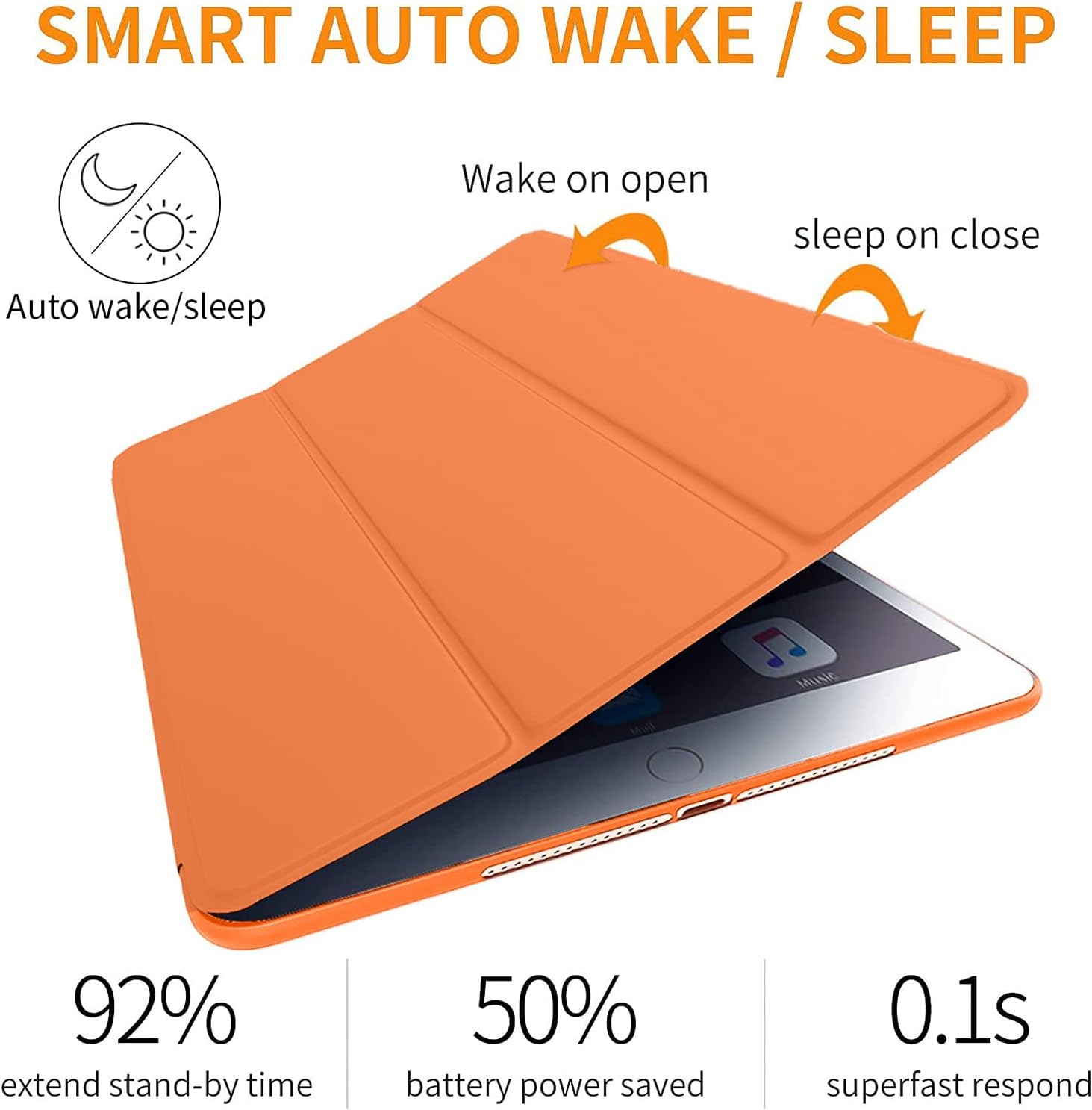 SMART AUTO WAKE / SLEEP

Auto wake/sleep
Wake on open
sleep on close

92% extend stand-by time
50% battery power saved
0.1s superfast respond