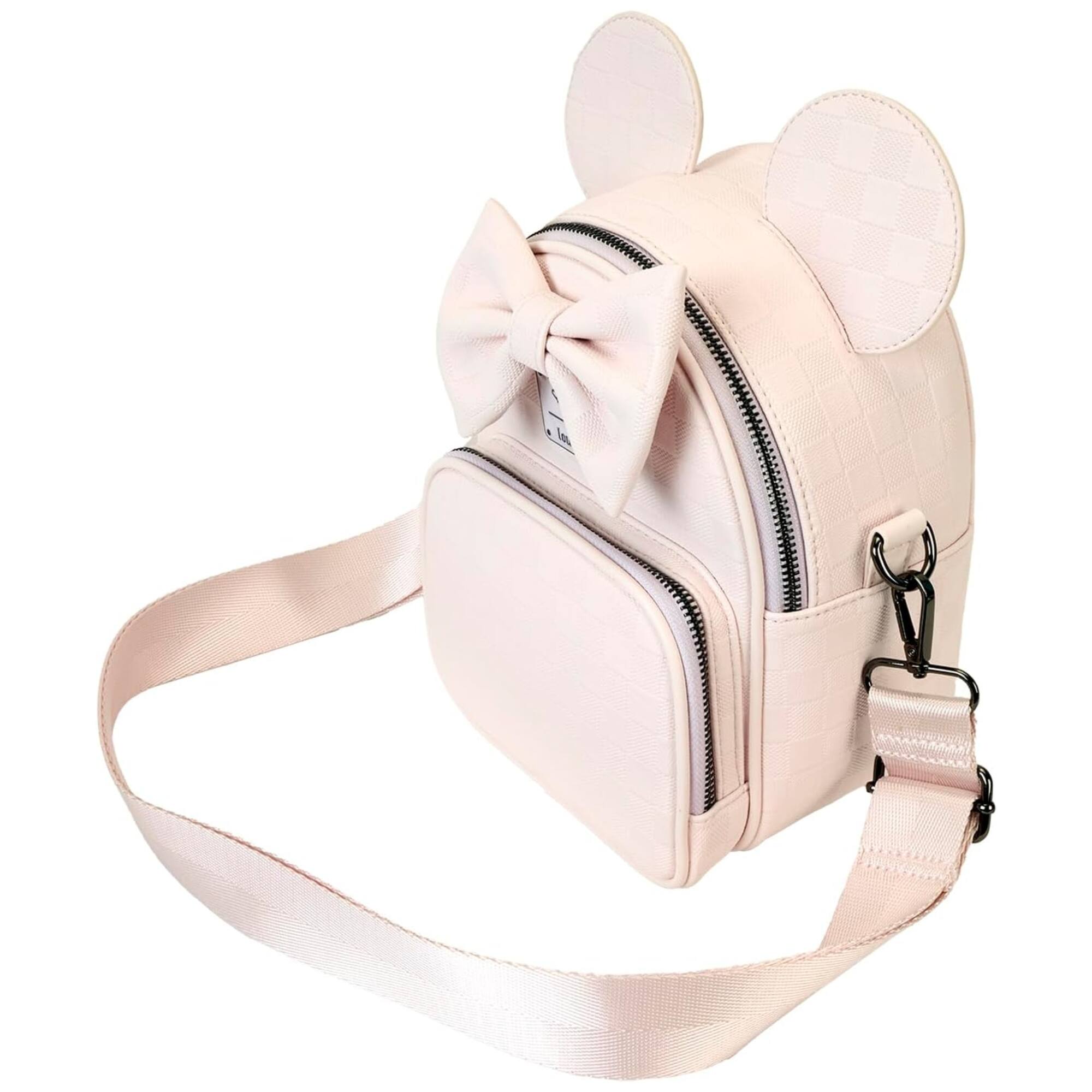 Alt View 2. LoungeFly - Loungefly Minnie Mouse Mini Checkered Texture Backpack Crossbody Bag - Multicolored.