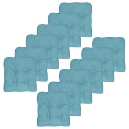 Sweet Home Collection - Crushed Memory Foam Tufted Chair Cushion Non Slip Microdot Rubber Back, 12-Pack - Teal