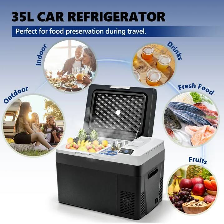 35L CAR REFRIGERATOR Perfect for food preservation during travel. Indoor Outdoor Drinks Fresh Food Fruits