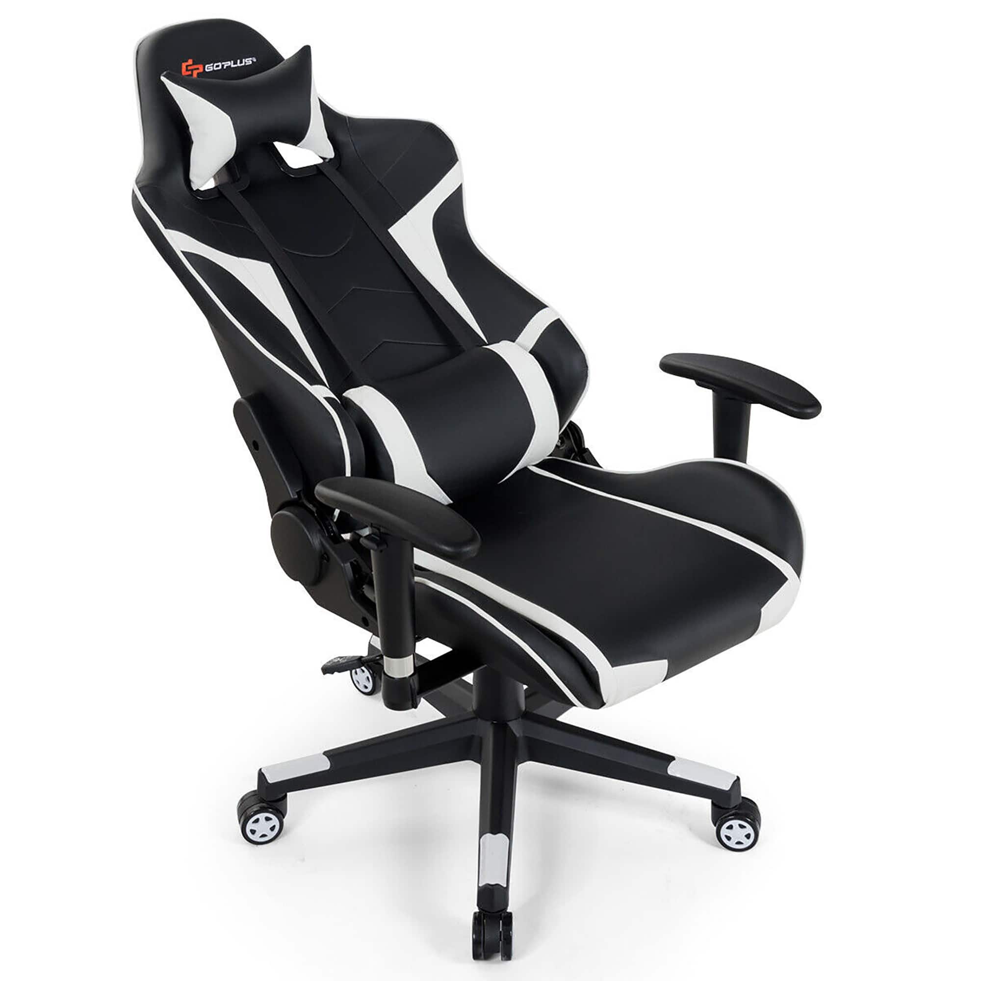 Alt View 18. Costway - Racing Massage Gaming Chair with Lumbar Support - White + Black.