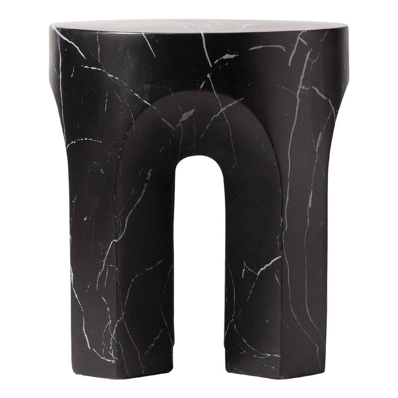 Alt View 6. LeisureMod - Crus Modern Arched Fiberstone Side Table, Heavy Duty Indoor/Outdoor Accent End Table for Living Room & Patio - Marbleized Black.