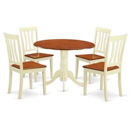 East West Furniture - Dining set - 5 Pcs with 4 Wood Chairs in Buttermilk - Buttermilk & Cherry
