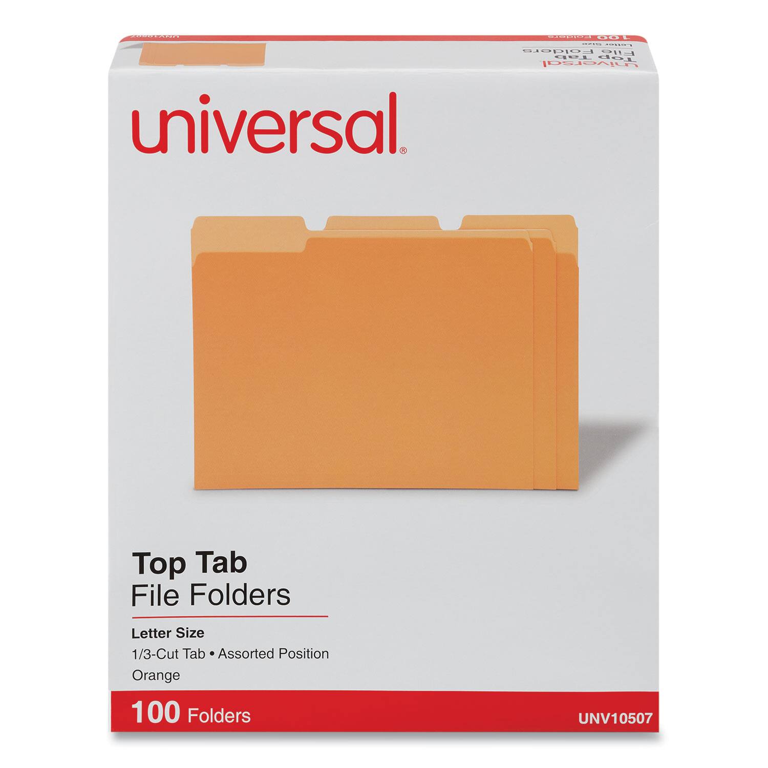 Universal - Deluxe Colored Top Tab File Folders, 1/3-Cut Tabs: Assorted, Letter Size, Orange/Light Orange, 100/Box