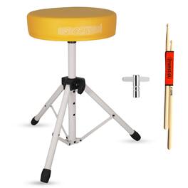 5 CORE - Drum Throne 3" Thick Padded Comfortable Guitar Stool Drummer Chair Adjustable Musician Seat - Yellow