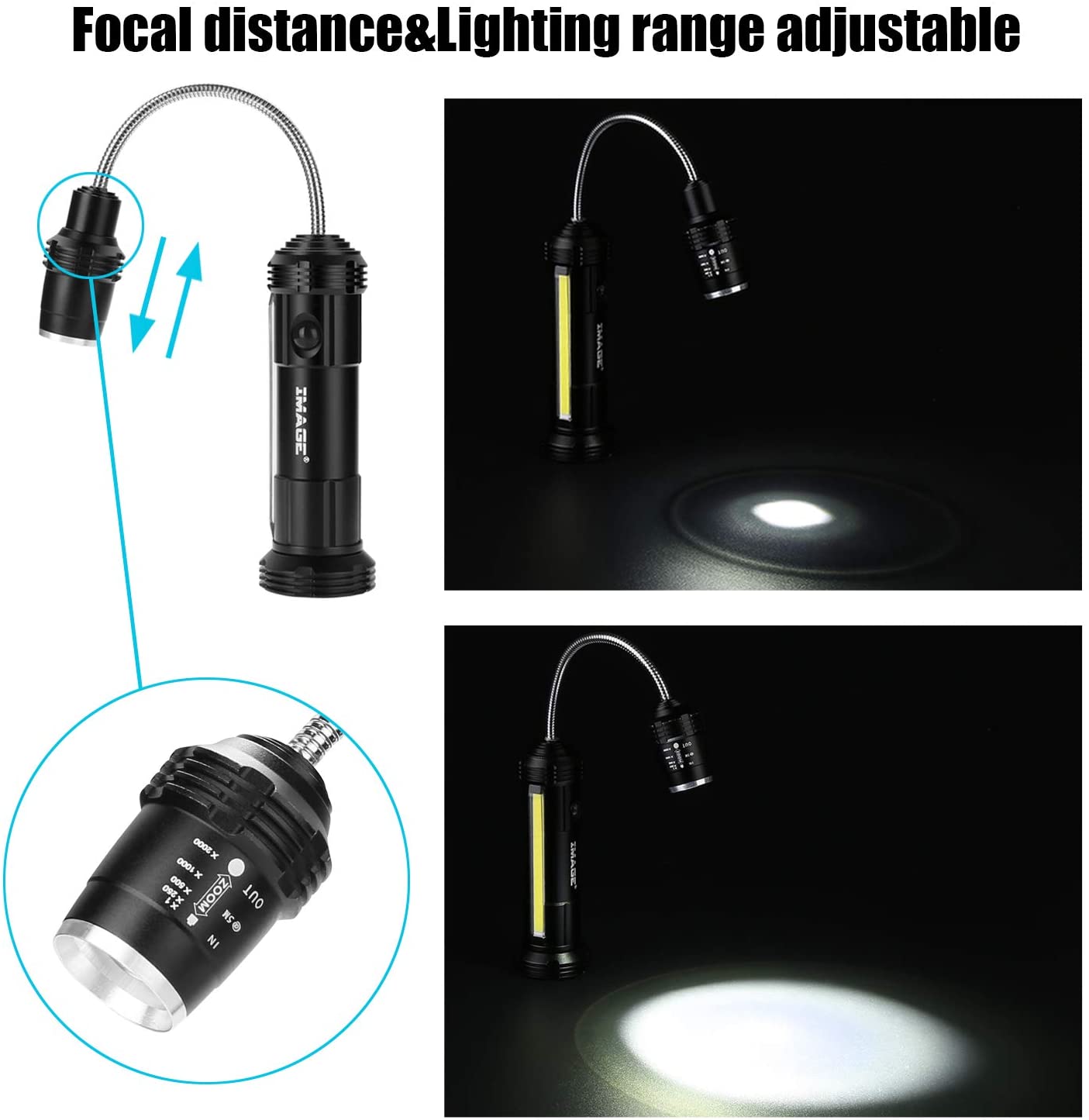Focal distance & Lighting range adjustable

60X ZOOM OUT