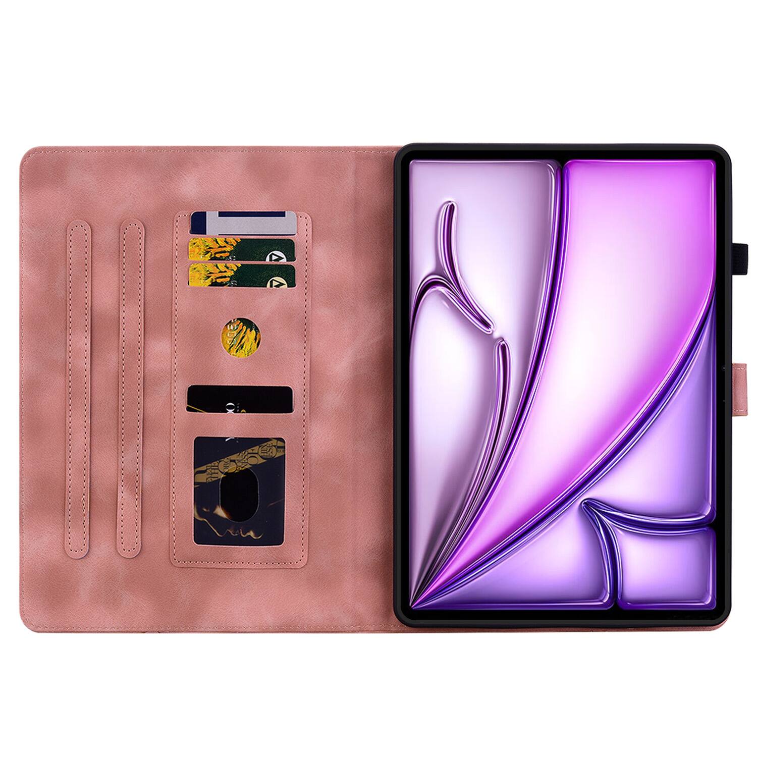 Angle. Dteck - For Apple iPad Air (M4) 13" 2026/M3 2025/M2 2024 & iPad Pro 12.9" 3rd-6th Flip Card Holder Leather Cover Anti-Slip Stand - Pink.