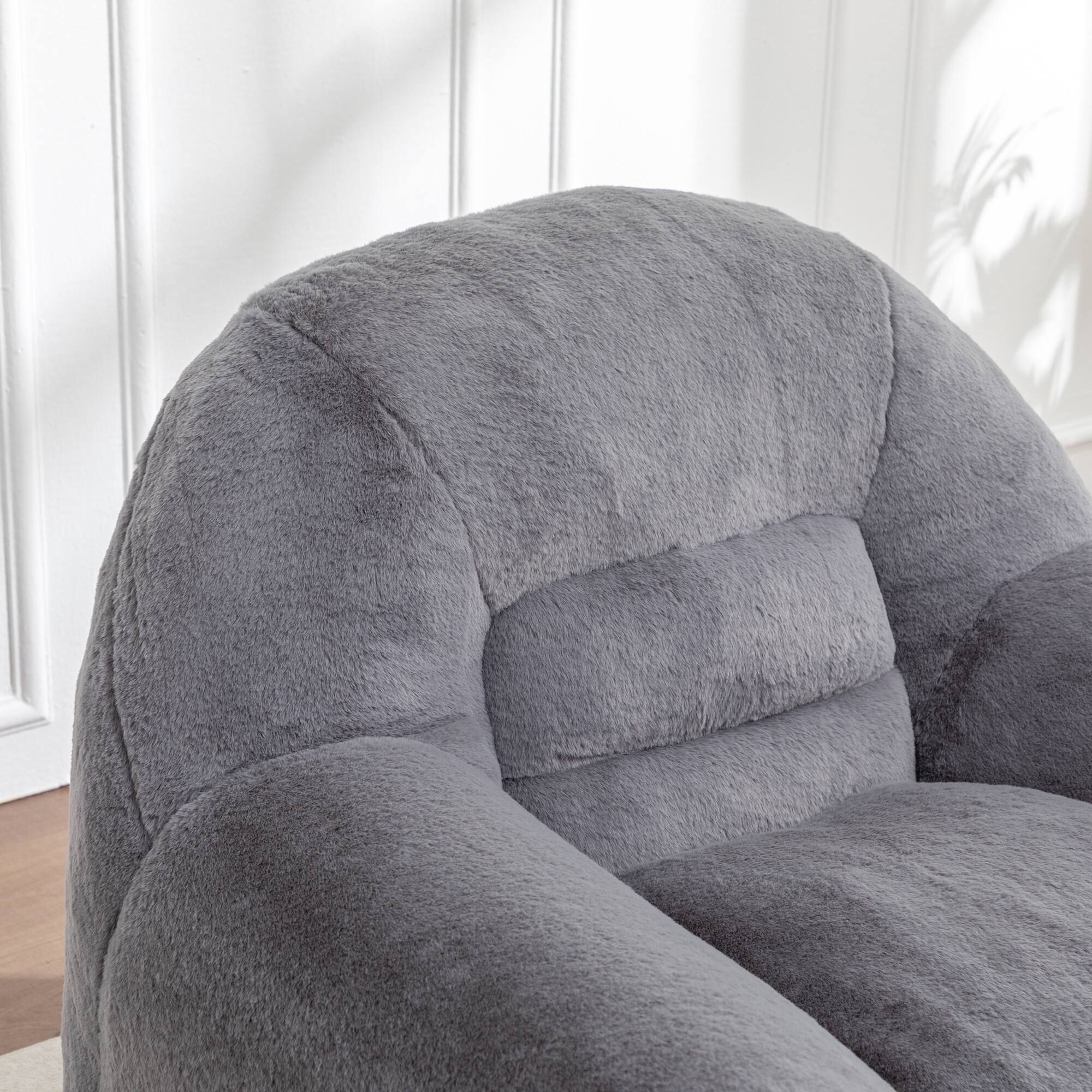 Alt View 4. GOODSILO - Comfy Bean Bag Chair with Back Support - Faux Fur Stuffed Floor Sofa for Living Room, Bedroom, Apartment - Dark Gray.