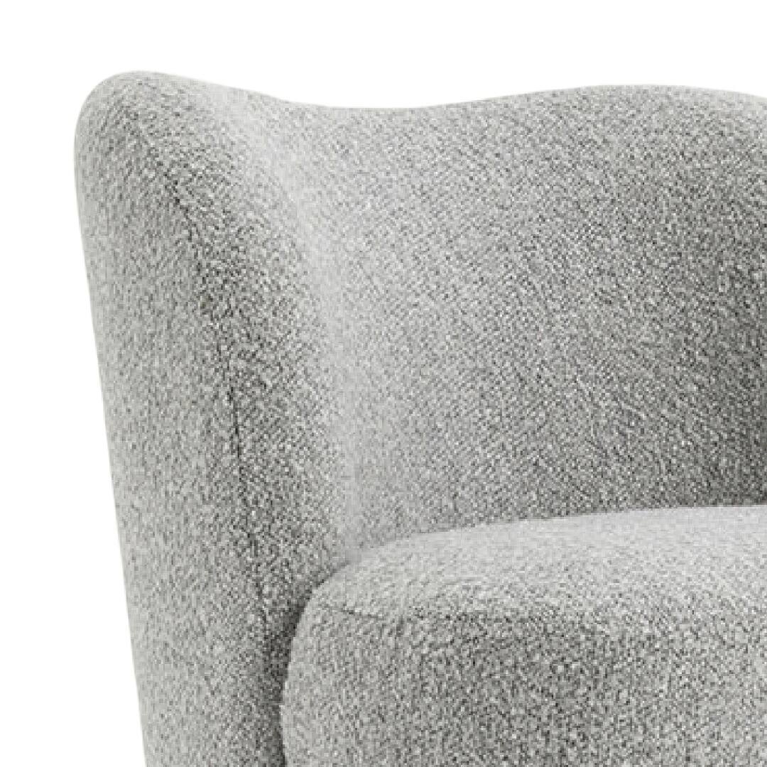 Back. Manhattan Lane - Dave Armless Accent Chair with Wooden Ball Feet Boucle Fabric - Gray, Light Brown.