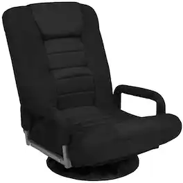 Best Choice Products - 360-Degree Swivel Gaming Floor Chair w/ Armrest Handles, Foldable Adjustable Backrest - Black/Black