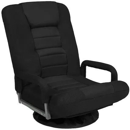 Front. Best Choice Products - Best Choice Products 360-Degree Swivel Gaming Floor Chair w/ Armrest Handles, Foldable Adjustable Backrest - Black/Black - Black/Black.