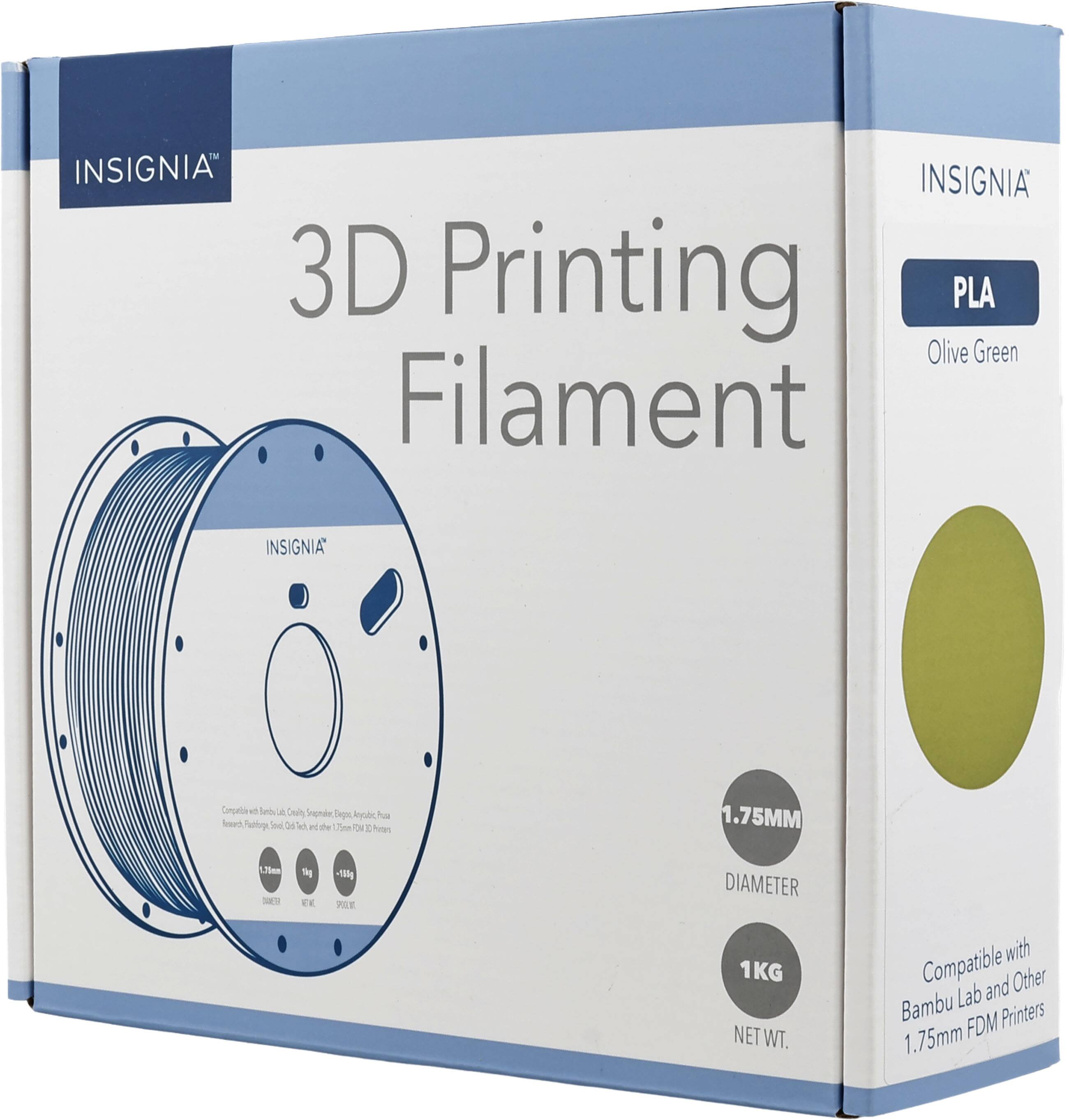 INSIGNIA 3D Printing PLA Olive Green Filament

INSIGNIA

Compatible with 10 Barbo, Ceally, Supmaker, Elegor, Anyobic, Pota, Rewarch, Pautoge, Sol, 36 id, and the U5na ON 50 Avon

1.75MM

1.7km DAER

0g - 60g

-150g POGUT

DIAMETER 1KG NET WT.

with Compatible Lab and Other Bambu FDM Printers 1.75mm