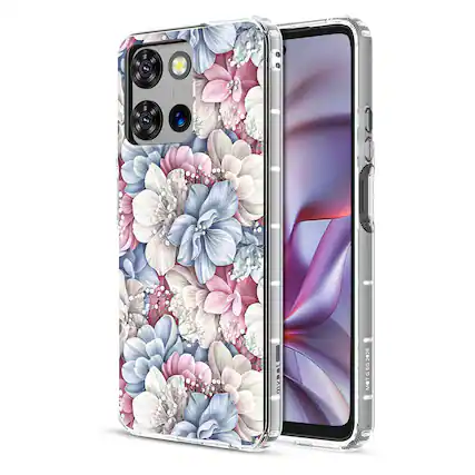 Front. Mybat Pro - MyBat Pro Mood Series Case for Motorola Moto G 5G (2026) (2025) /Moto G Play (2026) - Floral Gems - Clear.