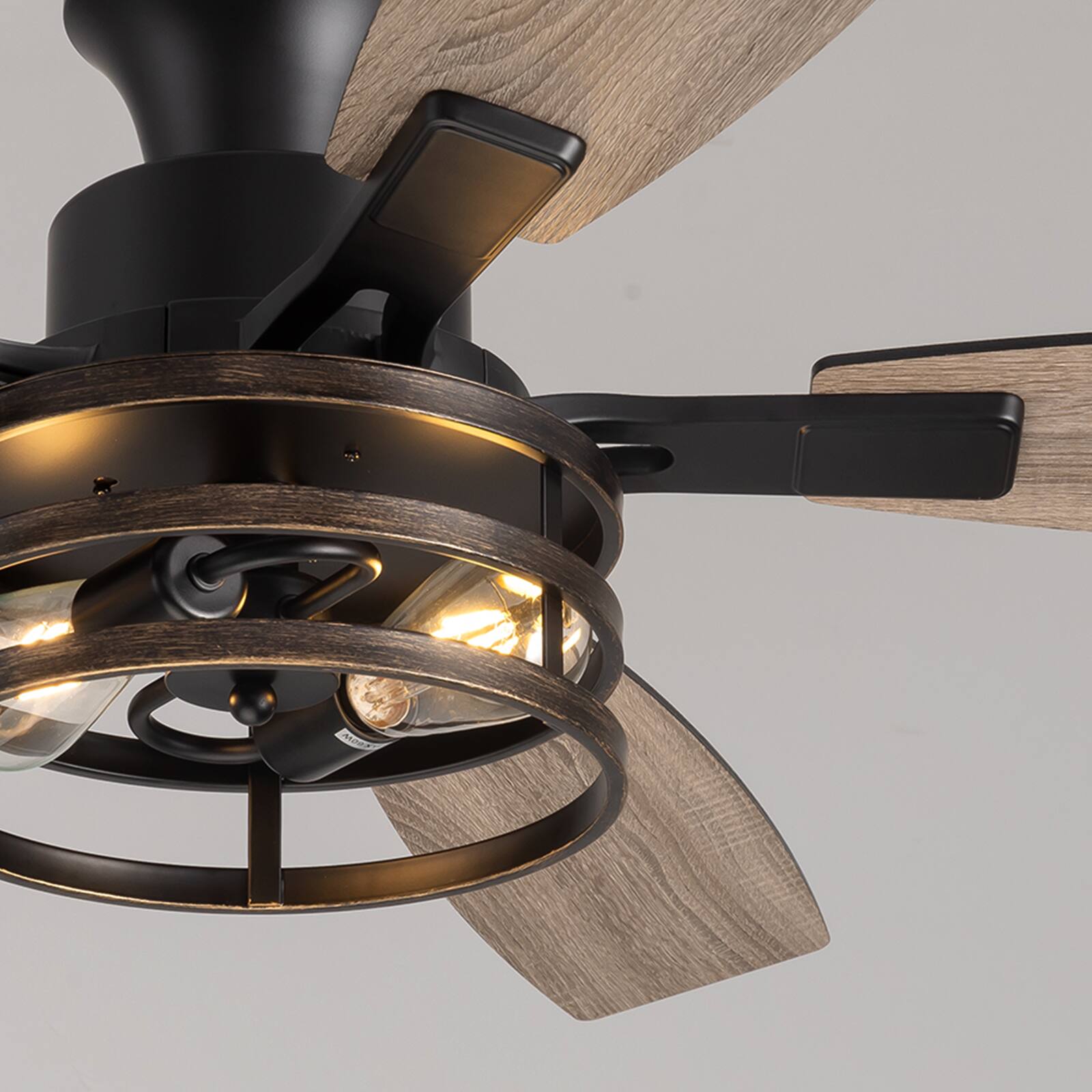 Alt View 8. Siljoy - 52 Inch Farmhouse Flush Mount Ceiling Fan with Light, 5 Reversible Wood Blades  Remote Control for Bedroom Living Room - Brown.