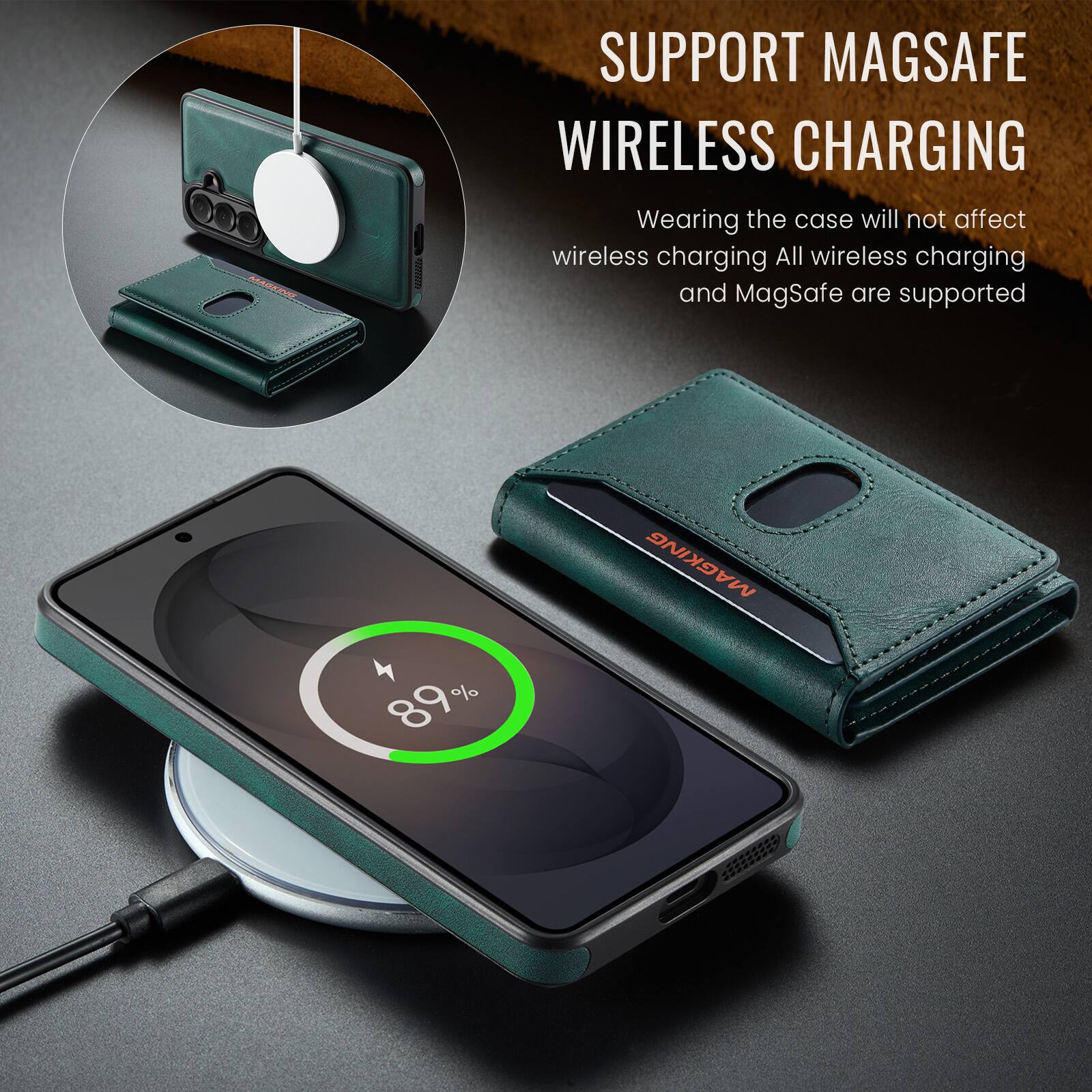 000 MARKING  
SUPPORT MAGSAFE WIRELESS CHARGING  
Wearing the case will not affect wireless charging. All wireless charging and MagSafe are supported.  
89 %  
MAGKING  
CWEETER