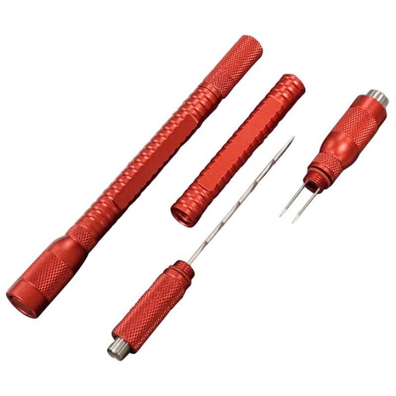 Angle. Prestige - Spartan 4-in-1 Cigar Draw Tool (Red) - Candy Apple Red Finish.