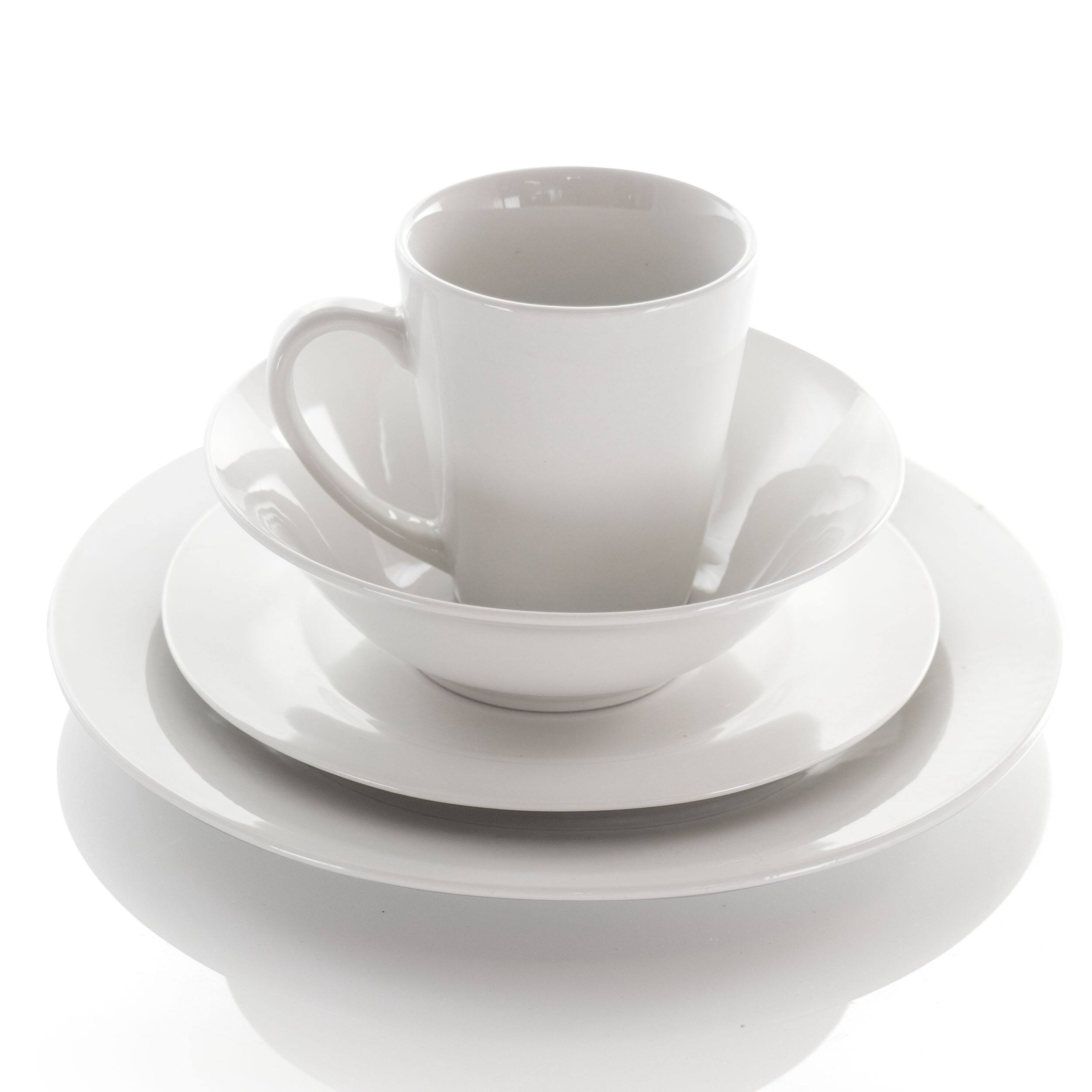 Alt View 2. Elama - Elama Marshall 16 Piece Porcelain Dinnerware Set in White - White.