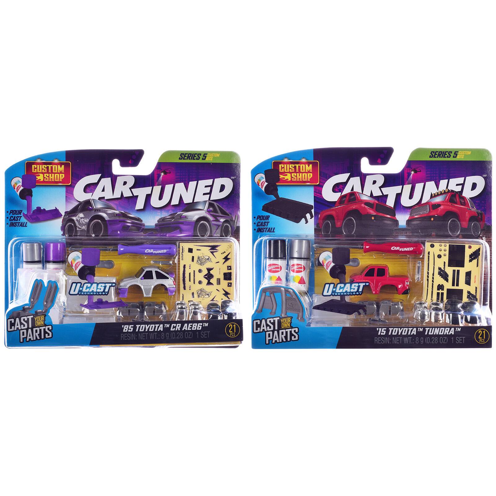 SERIES 5 CUSTOM  
CAR TUNED  
CUSTOM SHOP  
POUR CAST INSTALL  
U-CAST TECHNOLOGY  
YOUR CAST OWN PARTS  
'85 TOYOTA CR AE86  
RESIN: NET WT. 8 g (0.28 OZ) | SET 21  
YOUR CAST OWN PARTS  
'15 TOYOTA TUNDRA  
RESIN: NET WT. 8 g (0.28 OZ) | SET 21