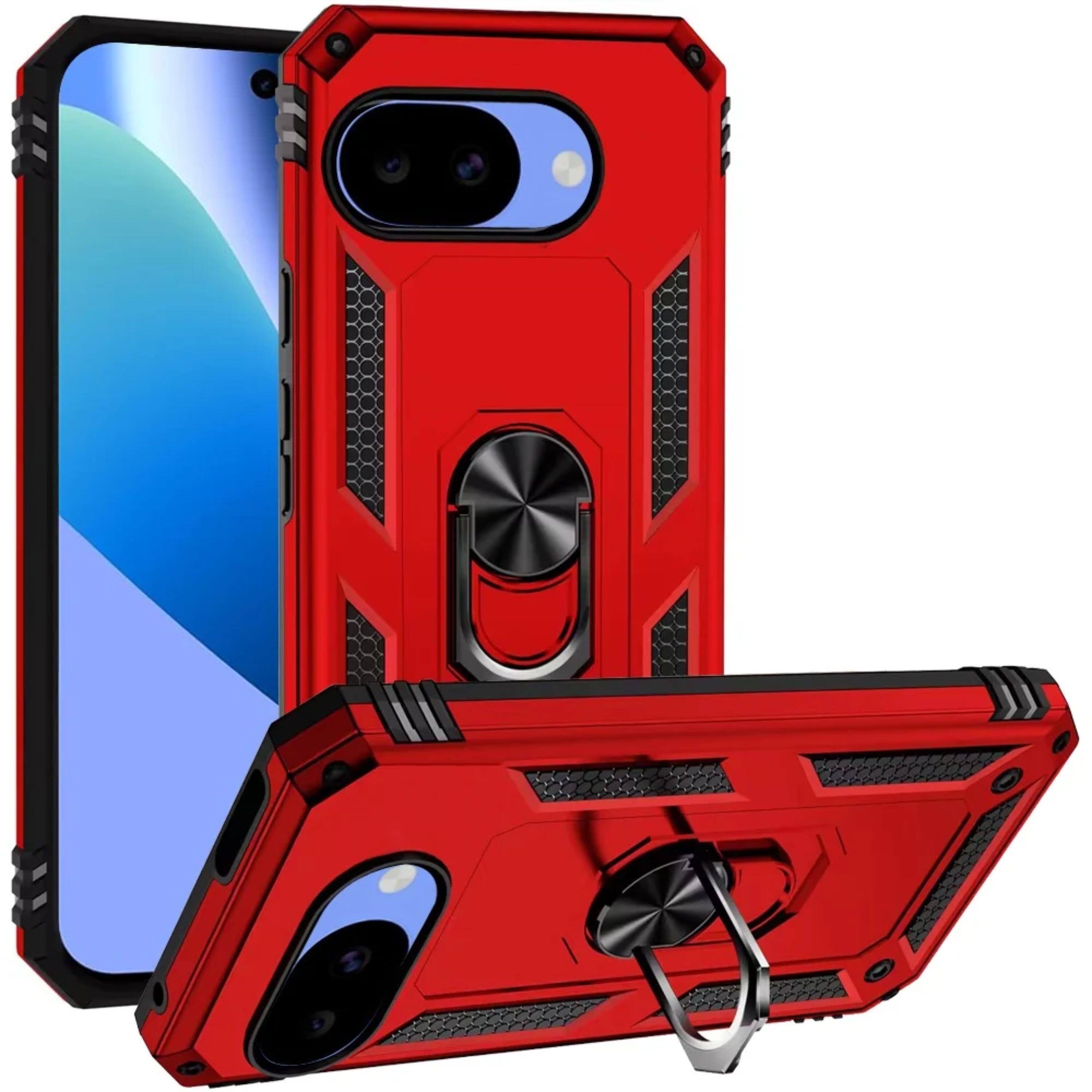 Kitcheniva - Metal Ring Kickstand Phone Cover With Tempered Glass For Google Pixel 10a Case - Red price history on PriceWatchPro