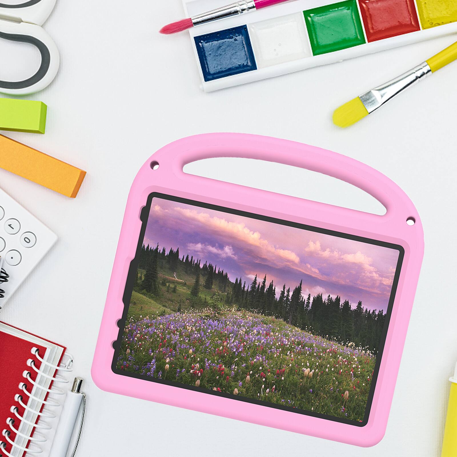 Alt View 4. Dteck - Kids Shock-absorbent TPU Tablet Case for Apple iPad (A16) 11" 2025/10th Gen 2022 with Shoulder Strap & Pen Holder Cover - Pink.