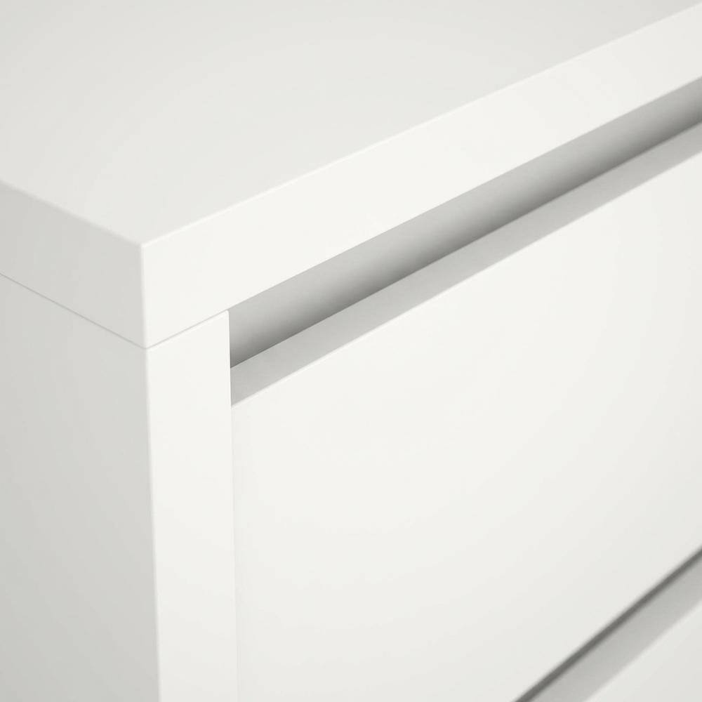 Back. FurniFact - 17-Inch Tall Nightstand with 2-Drawer Storage and Metal Runners - White.