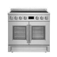 Forno Appliances - Torino 5.36 Cu. Ft. Freestanding Induction Range with French Door Design and Air Sous Vide Technology - Silver - Front_Zoom
