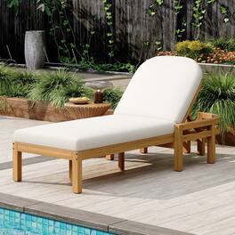 Meqiodas - Outdoor Chaise Lounge, Premium Patio Recliner with Arched Backrest, 5-Position Adjustable Backrest, Outdoor Lounge Chair - Light Teak