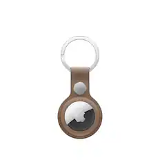 Front. Apple - AirTag FineWoven Key Ring - Taupe.