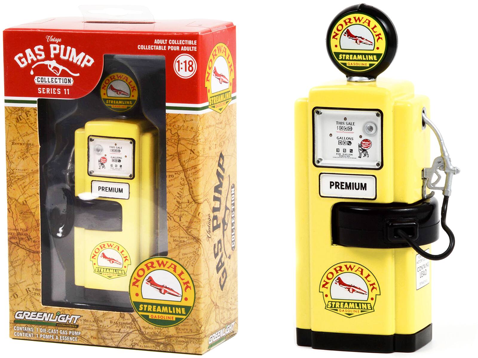 "1948 Wayne 100-A Gas Pump ""Norwalk Gasoline"" Yellow and Black ""Vintage Gas Pumps"" Series 11 1/18 Model by Greenlight" price history on PriceWatchPro