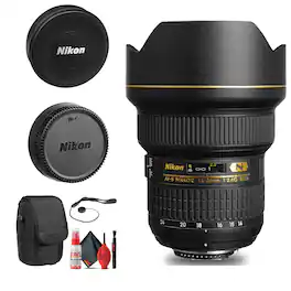 Nikon - AF-S NIKKOR 14-24mm f/2.8G ED Lens (2163) + Cap Keeper + Cleaning Kit - Bundle - Black