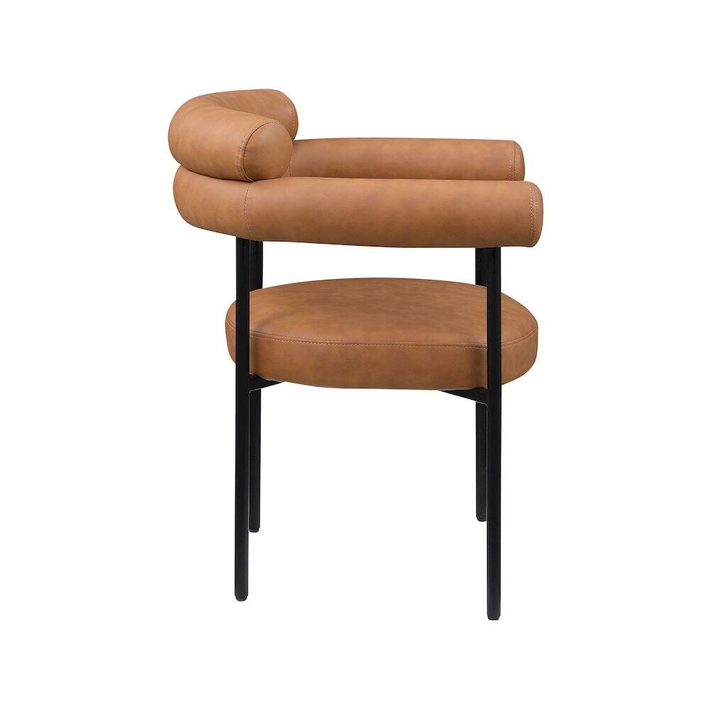 Alt View 2. Meridian Furniture - Blake Cognac Vegan Leather Dining Chair, Set of 2 - Brown.