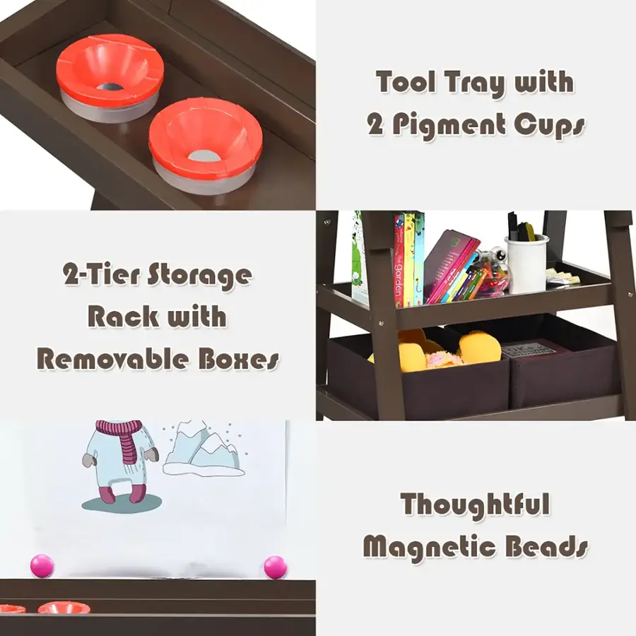Tool Tray with 2 Pigment Cups, 2-Tier Storage Rack with Removable Boxes, Thoughtful Magnetic Beads.