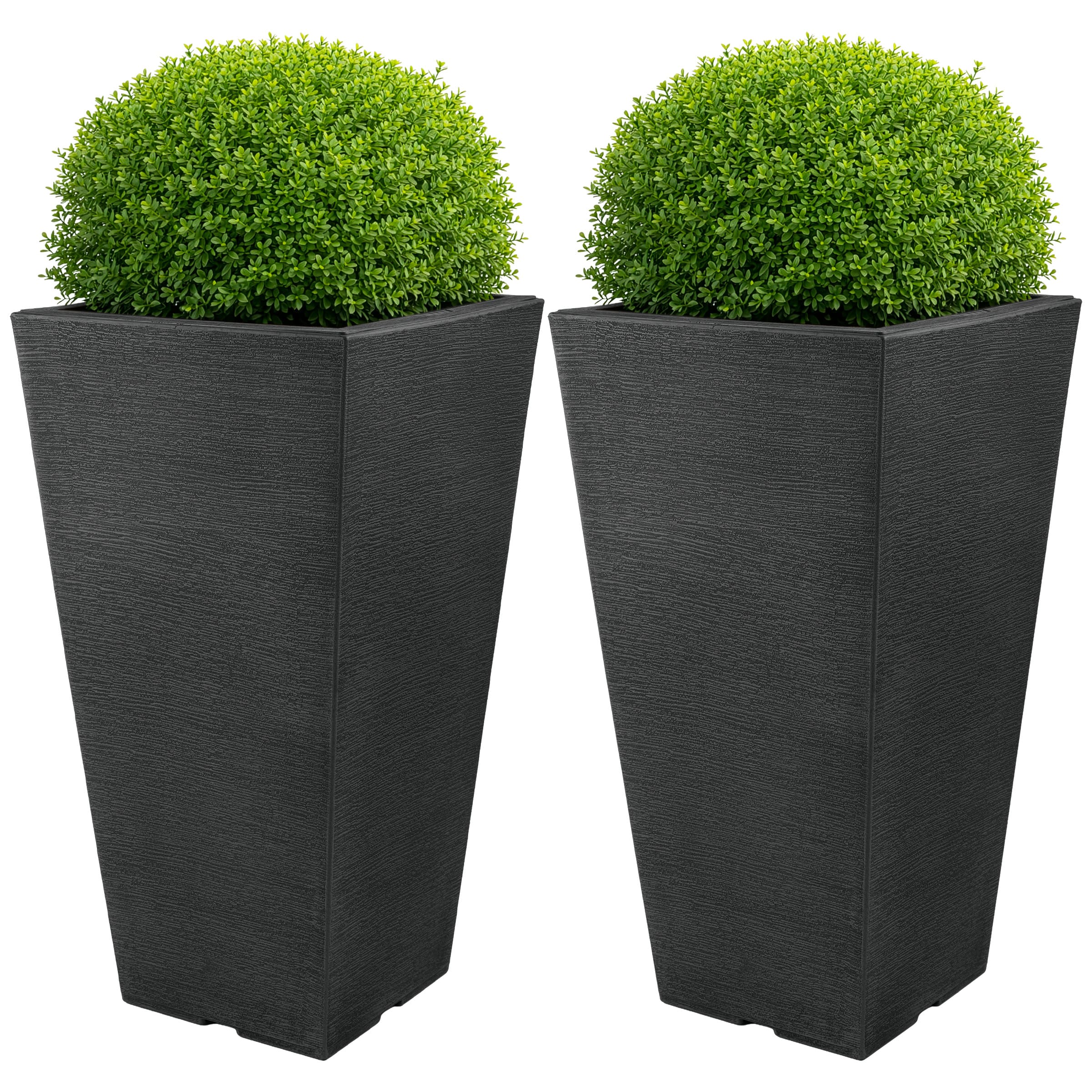 Pure Garden - 2-Pack Large Outdoor Planters 22.4-Inch Tall Planters Plastic Flower Pots for Patio, Entryway, or Front Porch Decor