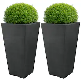 Pure Garden - 2-Pack Large Outdoor Planters 22.4-Inch Tall Planters Plastic Flower Pots for Patio, Entryway, or Front Porch Decor