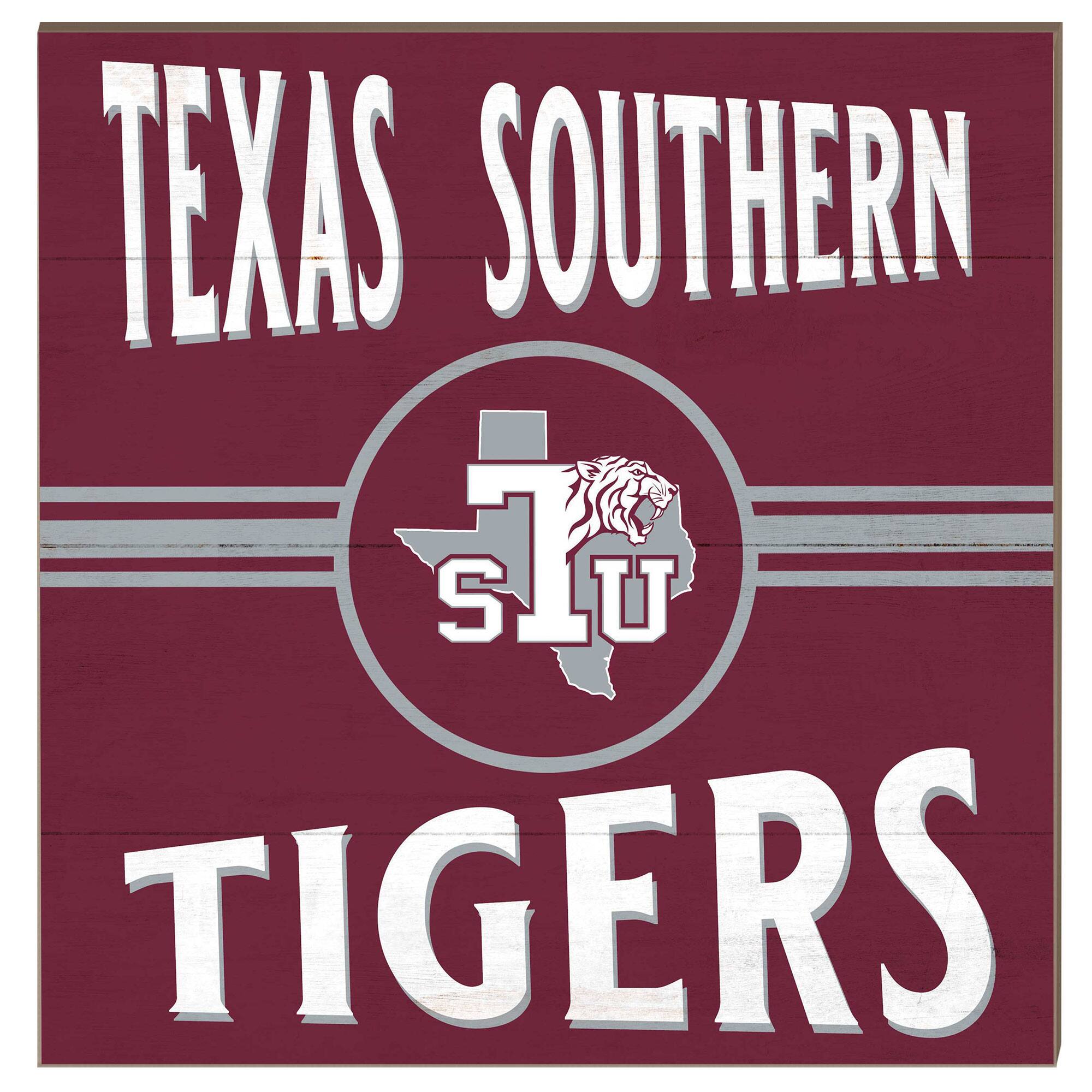 Texas Southern Tigers 10'' x 10'' Retro Team Sign