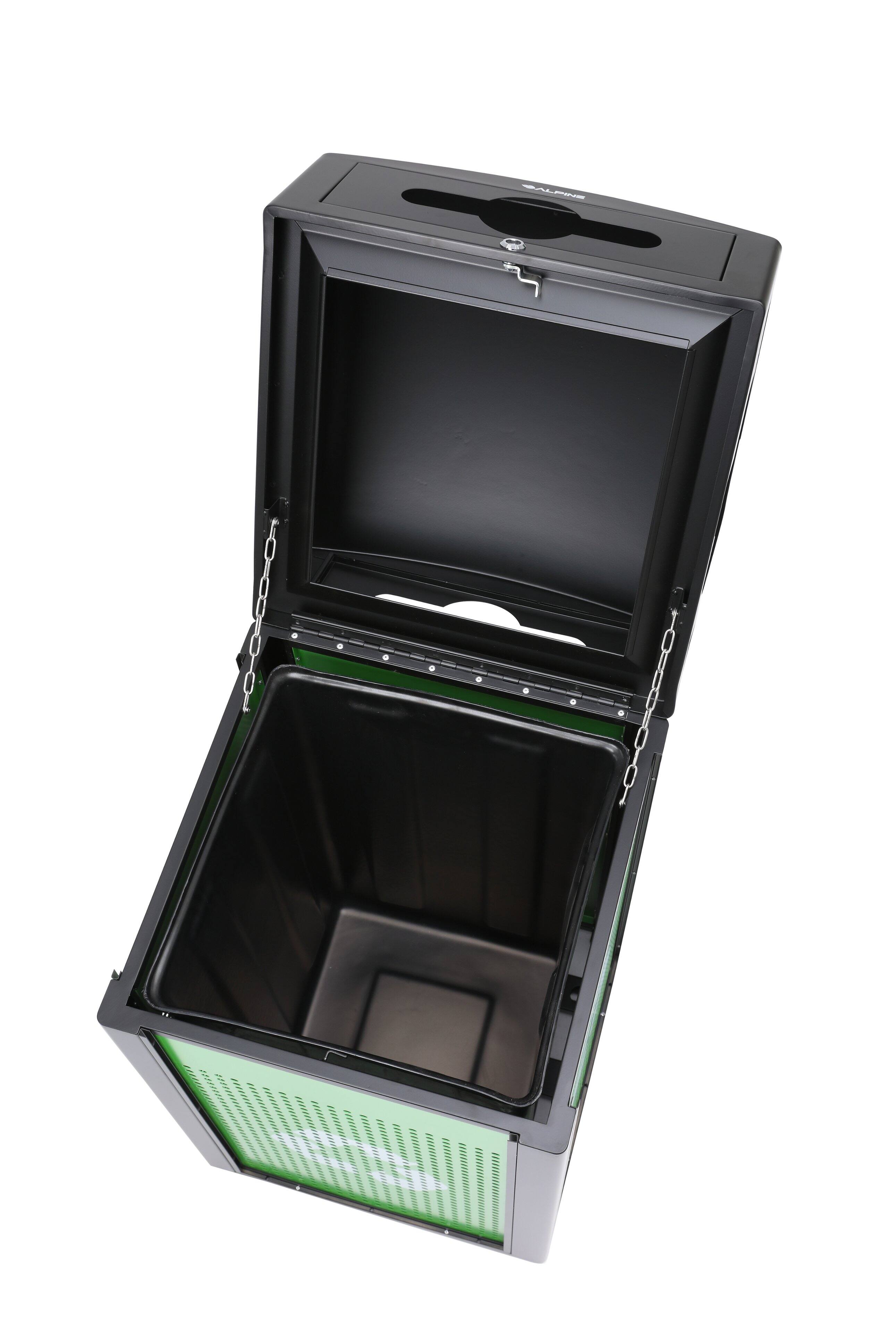 Alt View 9. Alpine Industries - 40 Gallon Steel Outdoor Commercial Recycling Trash Can with Dome Lid - Green - Mixed Opening Lid.