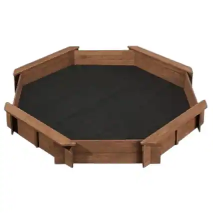 Front. Hivvago - Kid's Octagonal Sandbox in Walnut Wood Finish - Walnut.