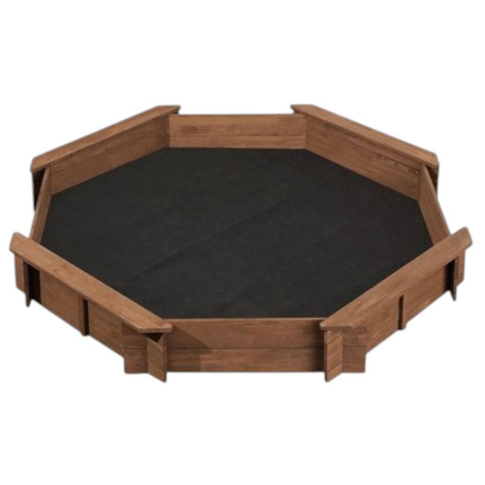 Front. Hivvago - Kid's Octagonal Sandbox in Walnut Wood Finish - Walnut.