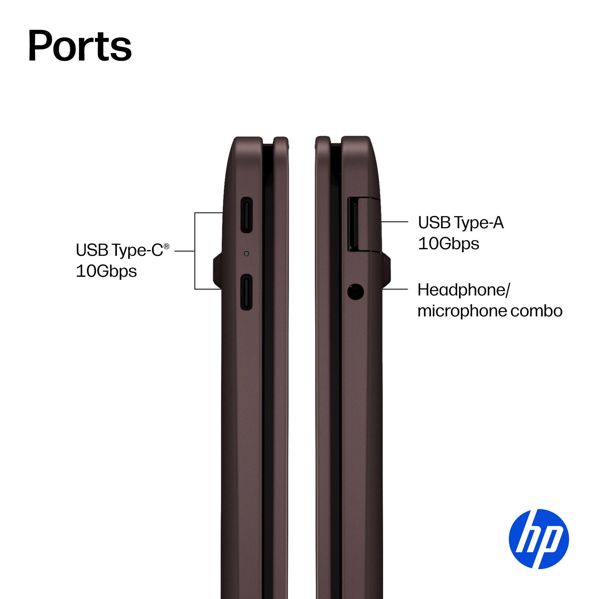 Ports

- USB Type-C® 10Gbps
- USB Type-A 10Gbps
- Headphone/microphone combo