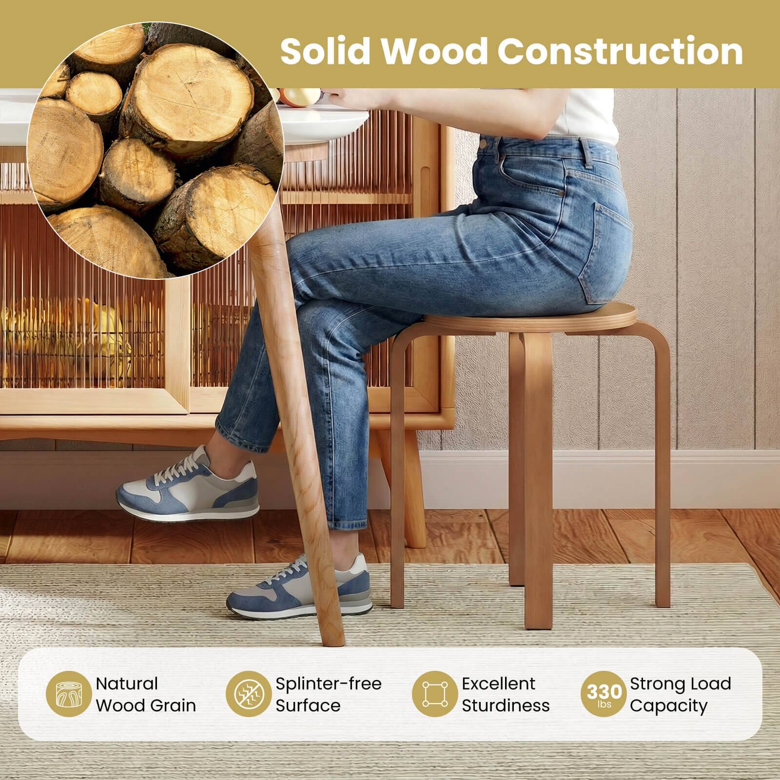 Solid Wood Construction

- Natural Wood Grain
- Splinter-free Surface
- Excellent Sturdiness
- Strong Load Capacity: 330 lbs