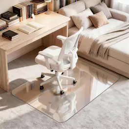 Winado - 46"L x 36"W x 0.2"Th Tempered Glass Chair Mat Glass Floor Mat with 1200 Lbs Capacity for Office Chair Floor Protection - Clear