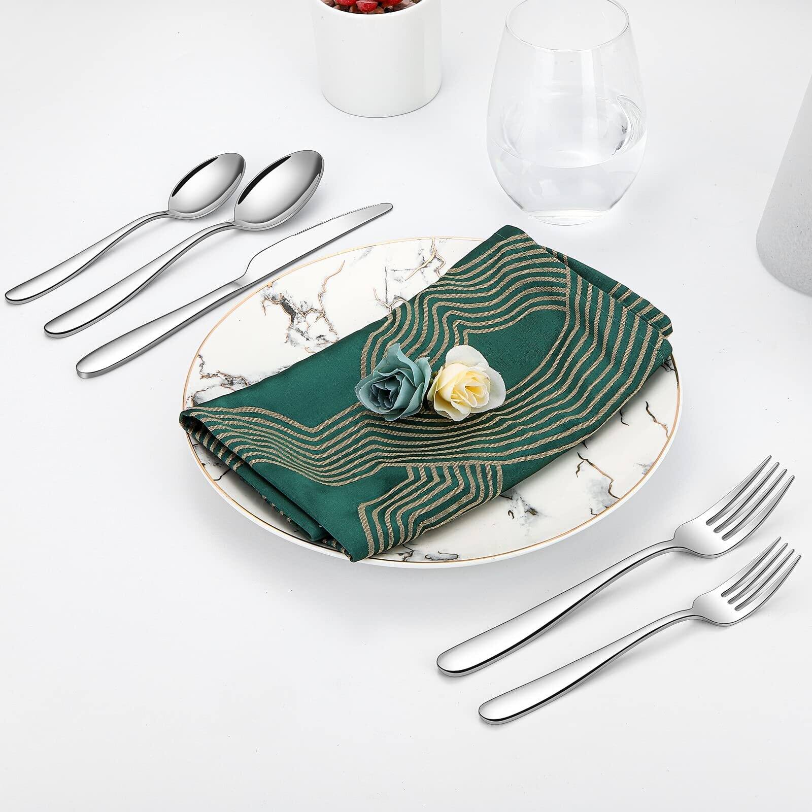 Angle. Dazzed Corner - 40-piece Silverware Set for 8, Stainless Steel Flatware Cutlery Set - Silver.