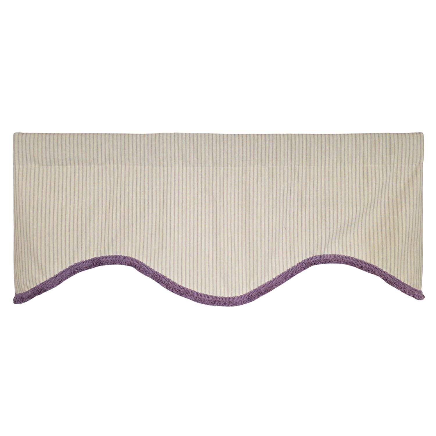 Left. RLF Home - RLF Home Lilac Stripe Trimmed Cornice Window Valance 100% Cotton Lined Rod Pocket 50" x 17" Purple - Purple.