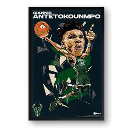 Sporticulture - Giannis Antetokounmpo Milwaukee Bucks Framed 14" x 20" Player Caricature Art - Multicolor