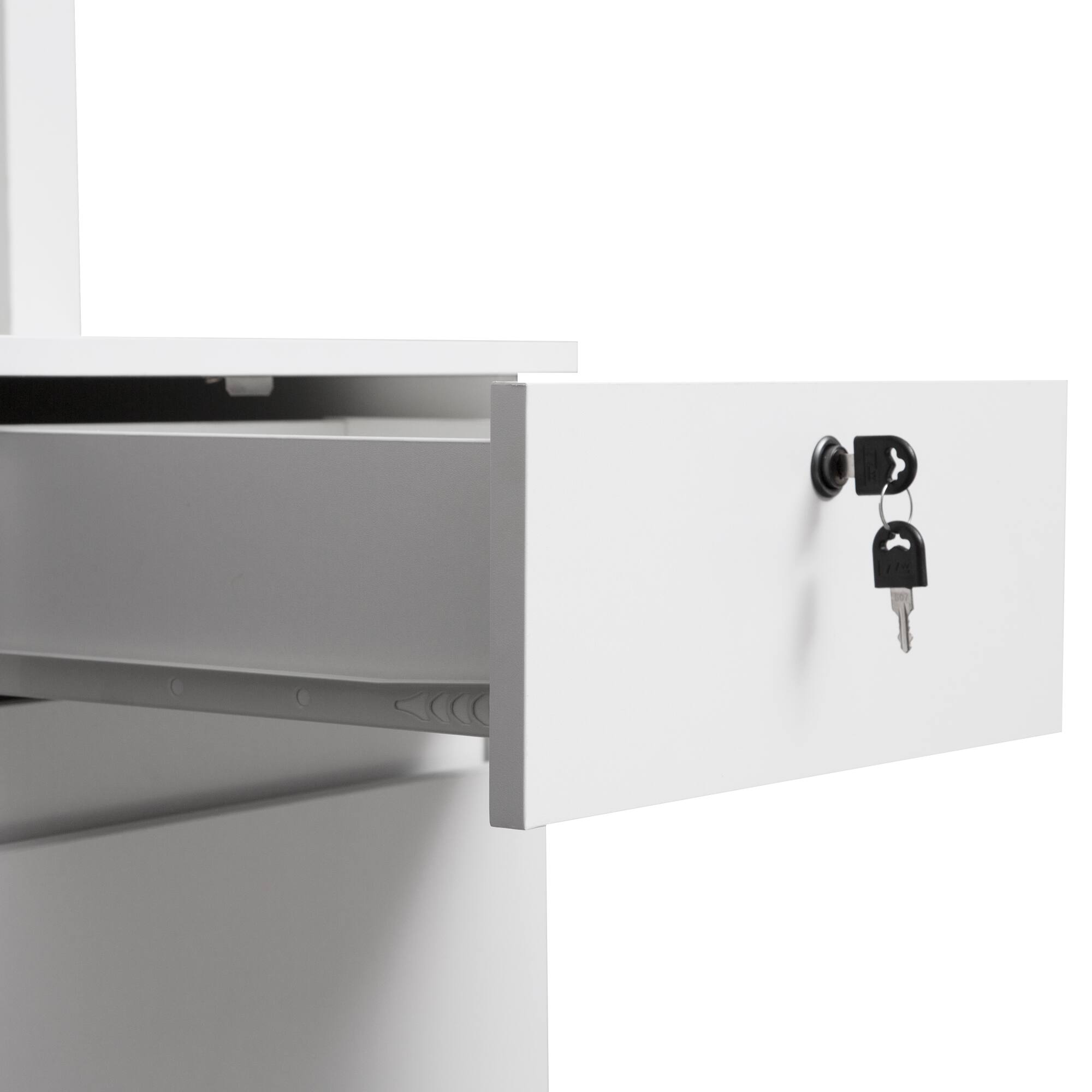 Alt View 9. Tiramisubest - Modern Wooden Computer Desk with Hutch & Bookshelf, White Home Office Desk with Drawers, 3 AC Outlets, 2 USB Ports - White.