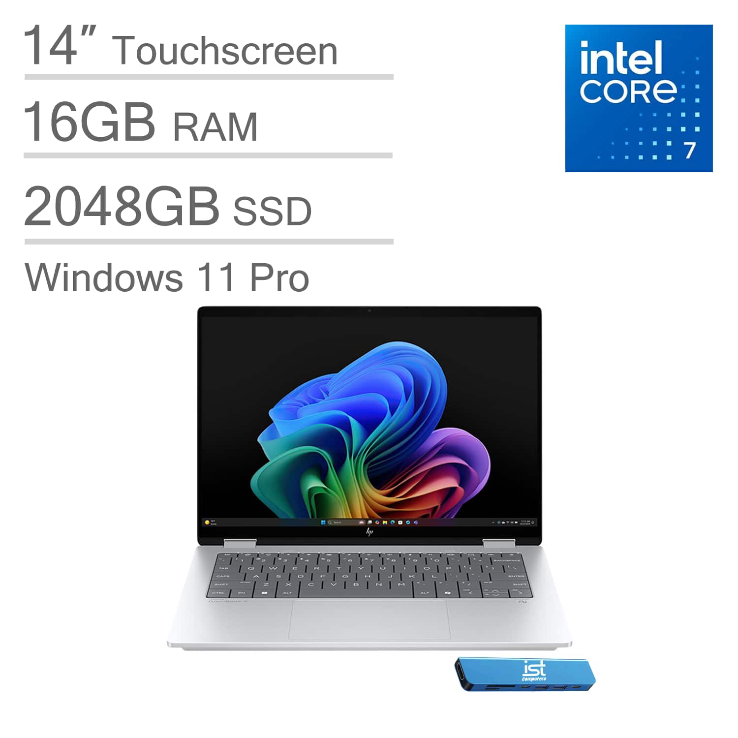 HP - OmniBook 5 Flip 14" WUXGA 2-in-1 Touchscreen AI PC Laptop - Intel Core 7 with 16GB Memory - 2TB SSD - Win 11Pro - Silver