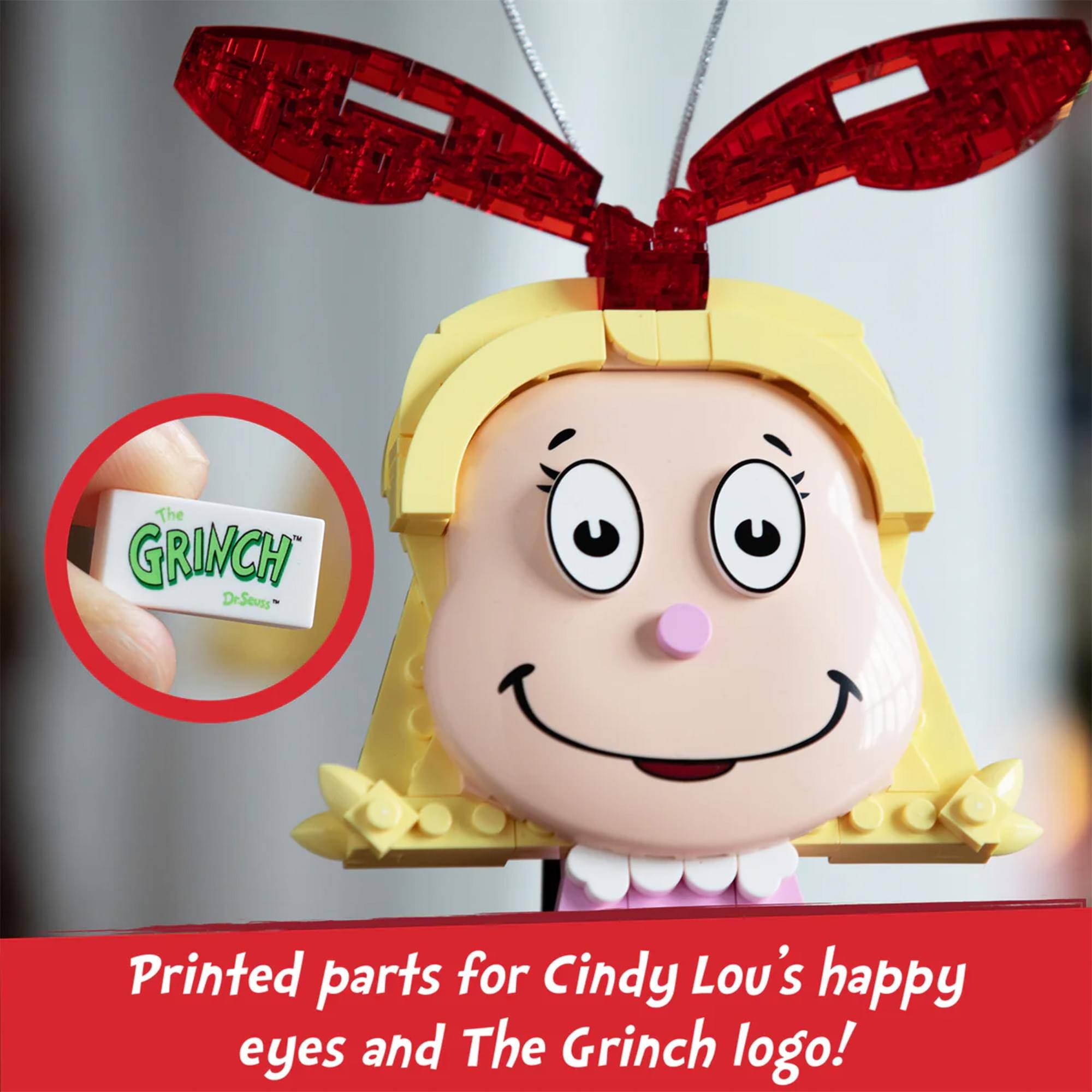 The GRINCH DrSeuss Printed parts for Cindy Lou's happy eyes and The Grinch logo!