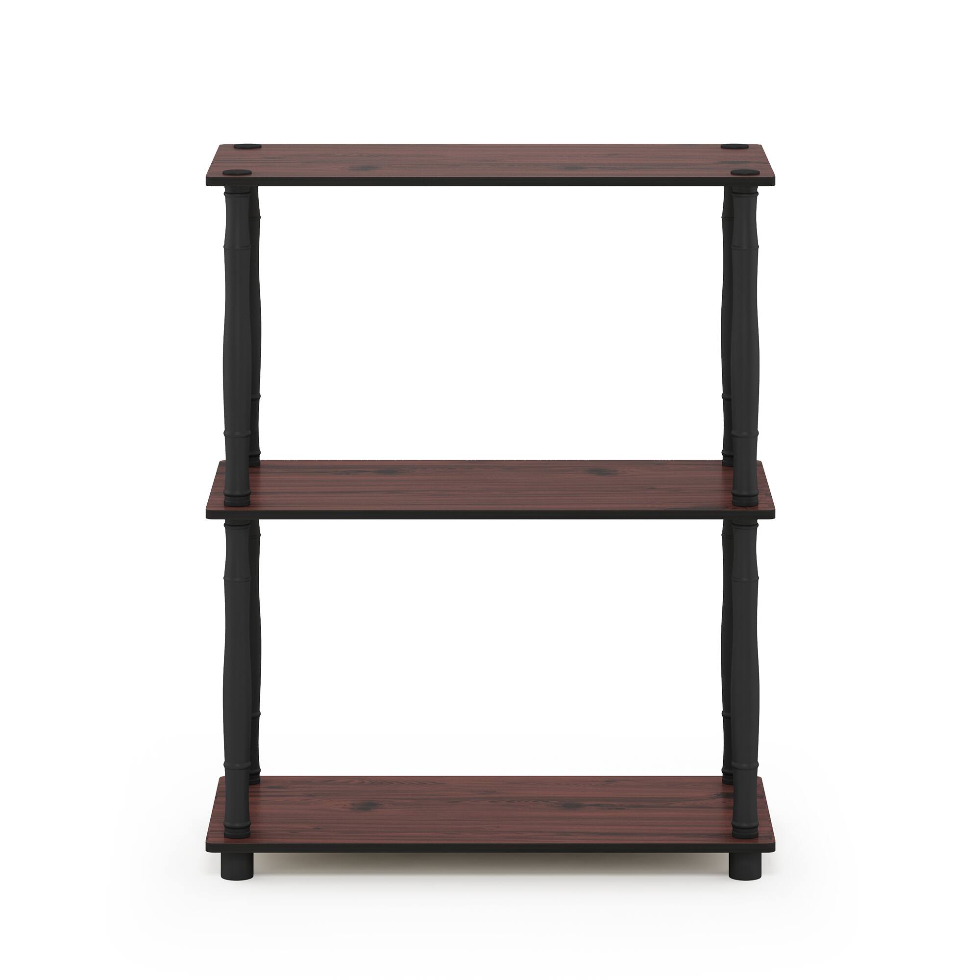 Alt View 2. Furinno - Turn-N-Tube 3-Tier Compact Multipurpose Shelf Display Rack with Classic Tube, Dark Cherry/Black - Dark Cherry/Black.